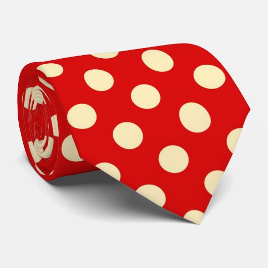 Stropdas van geelbruine rode polka-puntpatroon (Opgerold)