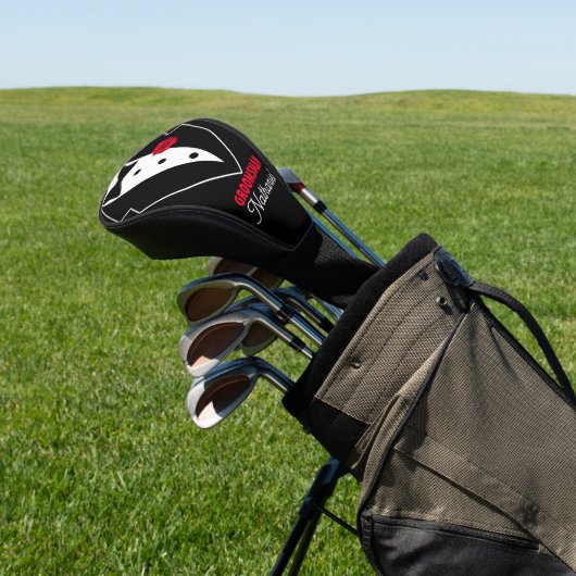 Stropdas van het huwelijk Tuxedo, Red Rose, Golfheadcover (Insitu)