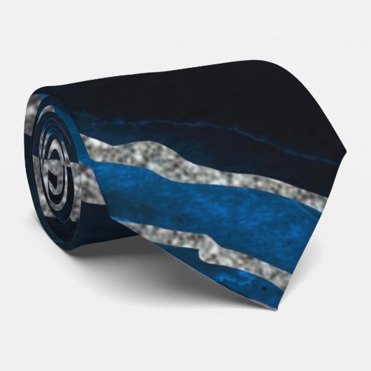 Stropdas van Navy Blue en Silver Agate Wedding Gro (Opgerold)