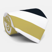 Stropdas van Navy Gold en White University Stripe (Opgerold)