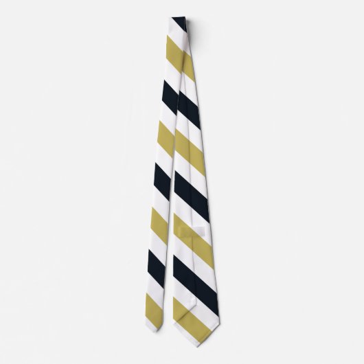 Stropdas van Navy Gold en White University Stripe (Achterkant)