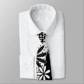 Stropdas van zwarte en witte gebotte Floral (Gebonden)