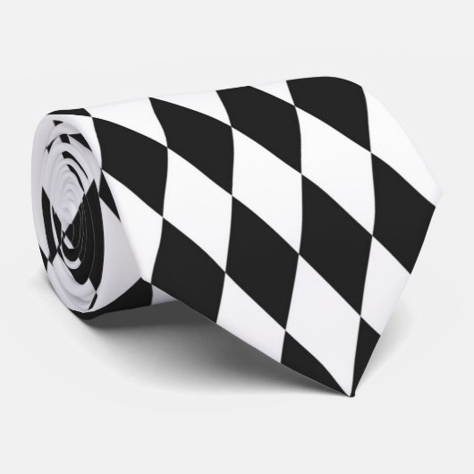 Stropdas voor retro van zwarte en witte diamanten (Opgerold)