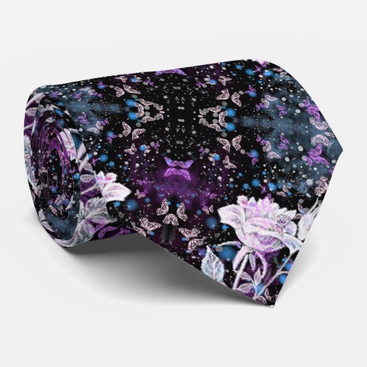 Stropdas WinterRoos en botervliegen (Opgerold)