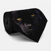 Stropdas: Zwart pantherStropdas Stropdas (Opgerold)
