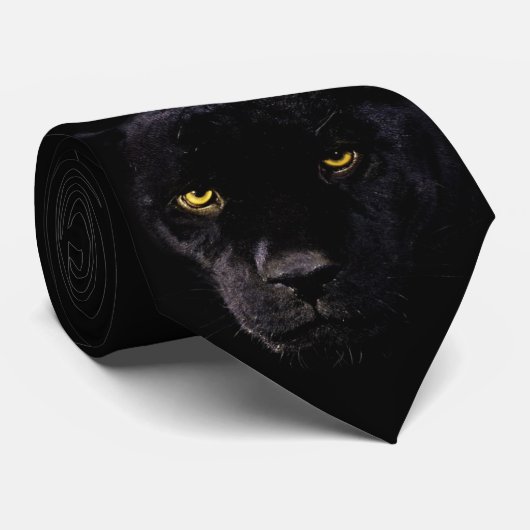 Stropdas: Zwart pantherStropdas Stropdas (Opgerold)
