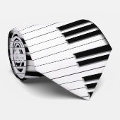 Stropdas - zwart pianotoetsenbord wit (Opgerold)