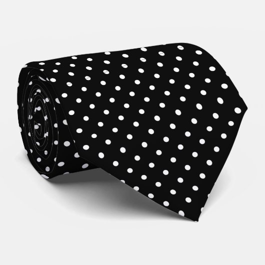 Stropdas zwarte en witte polka-stippen (Opgerold)