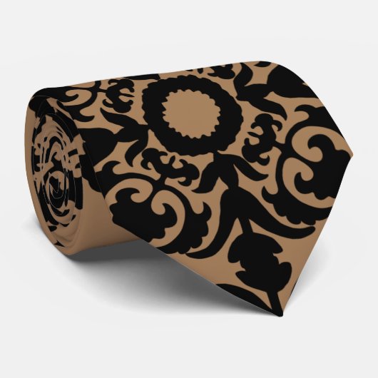 Stropdas - zwarte Initialen Tan (Opgerold)