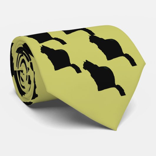 Stropdas - Zwarte kat (Opgerold)