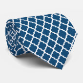 Stropdassen Marokkaans blauw wit Quatrefoil Patroo (Opgerold)