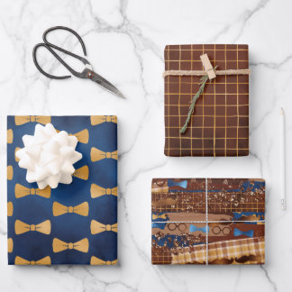 Stropdassen van vaderdag, bril en snor inpakpapier vel