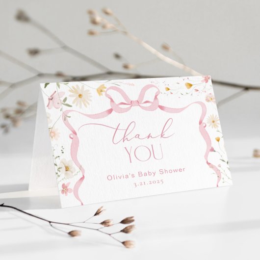 Structure en ruban Bow Baby shower Floral Merci