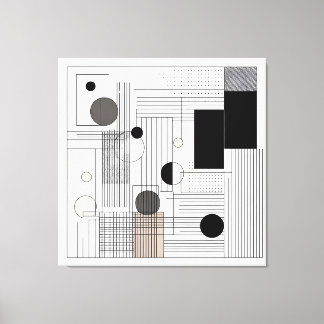 Structured Geometric Matrix Canvas Afdruk