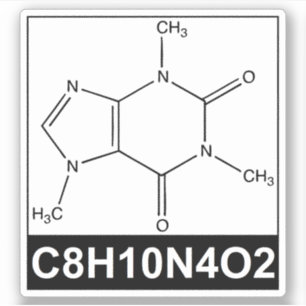 Structuur van Cafeïnemolecule - C8H10N4O2 Sticker
