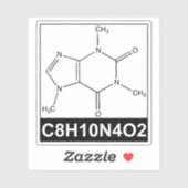 Structuur van Caffeïne Molecuul - C8H10N4O2 Sticker (Vel)