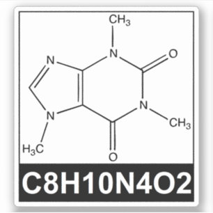 Structuur van Caffeïne Molecuul - C8H10N4O2 Sticker