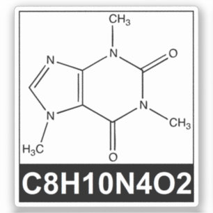 Structuur van Caffeïne Molecuul - C8H10N4O2 Sticker