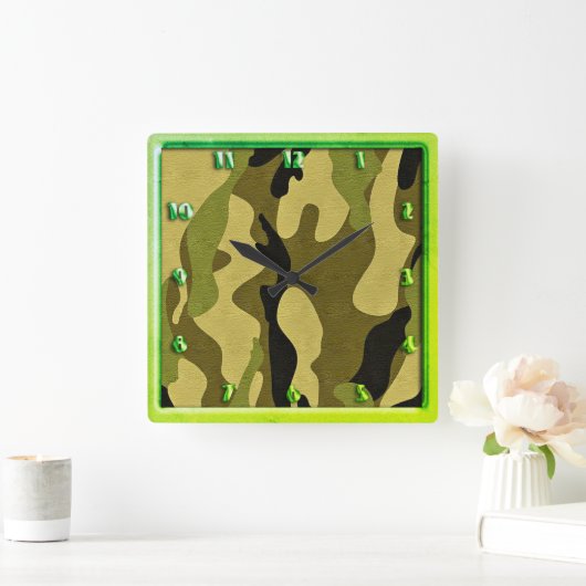 Structuur van het groene camouflage-leger vierkante klok (Huis)