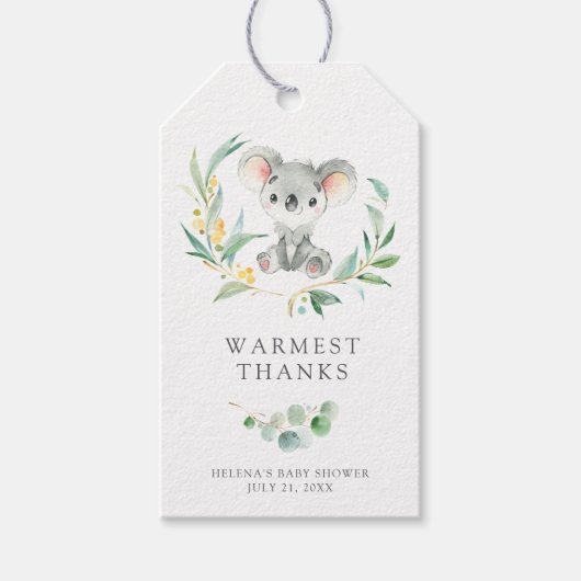 Struik Baby Koala Baby shower Favor Labels Cadeaulabel (Voorkant)