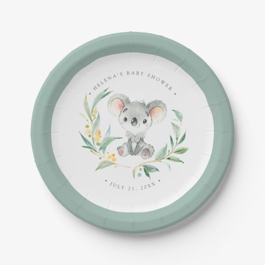Struik Baby Koala Baby shower Papier Bord (Voorkant)