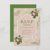 Struik Garden Green - zachte roze rozen RSVP Kaartje (Voorkant / Achterkant)