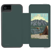 Struik Plane & Vist - Glacier National Park, MT Incipio iPhone Portemonnee Hoesje (Agenda Open)