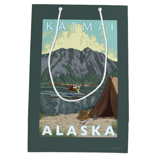 Struik Plane & Vist - Katmai, Alaska Medium Cadeauzakje (Achterkant)