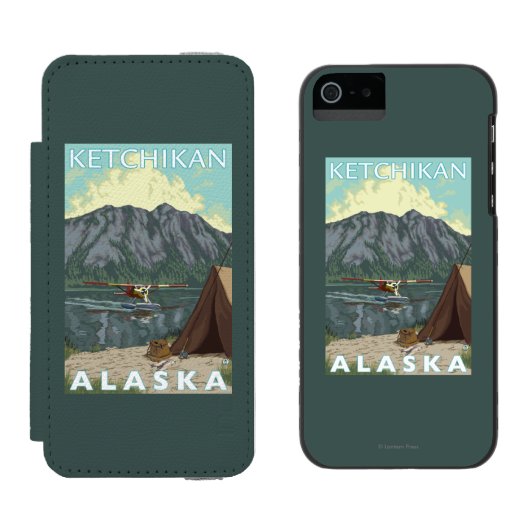 Struik Plane & Vist - Ketchikan, Alaska Incipio iPhone Portemonnee Hoesje (Naast elkaar)