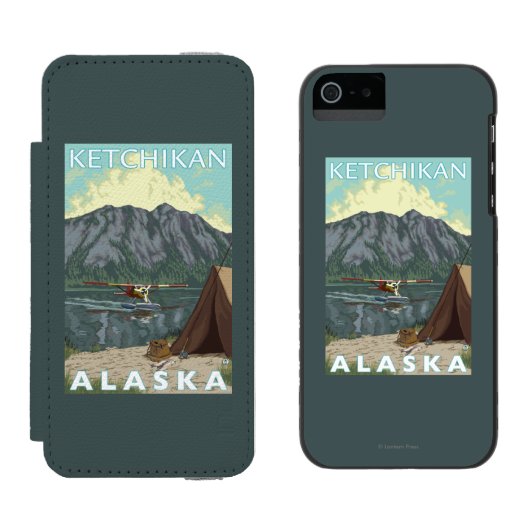 Struik Plane & Vist - Ketchikan, Alaska Incipio iPhone Portemonnee Hoesje (Naast elkaar)