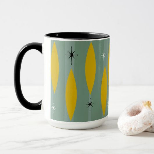Struisstrips uit de midden-eeuwse ovalen, goud op  mok (Met donut)