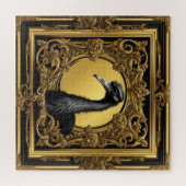 Struisvogel goud ornamentaal lijst legpuzzel (Horizontaal)