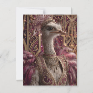 Struisvogel in koninklijke jurk en kroon briefkaart