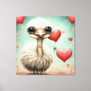 Struisvogel liefde 3 canvas afdruk