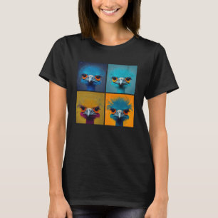 Struisvogel Pop Illustratie Kleurrijke Dier Vrouwe T-shirt