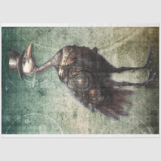 Struisvogel Steampunk 3 Decoupage papier (Voorkant)