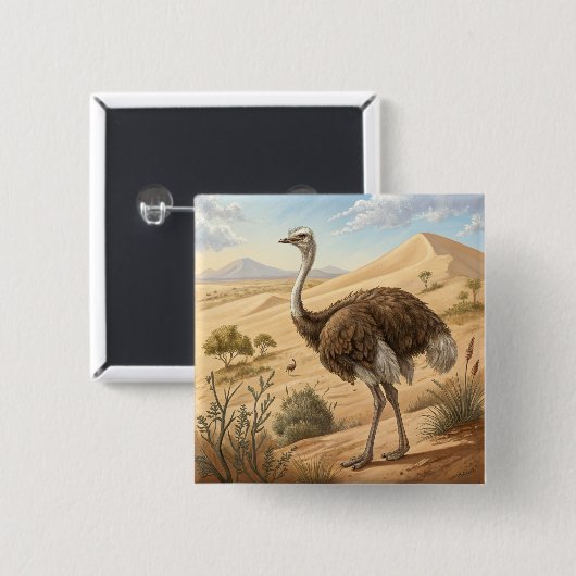 struisvogel vierkante button 5,1 cm (Voorkant /achterkant)