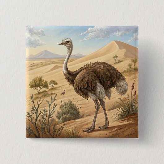 struisvogel vierkante button 5,1 cm (Voorkant)