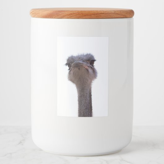 struisvogel voedselcontainer etiket (Voorkant)