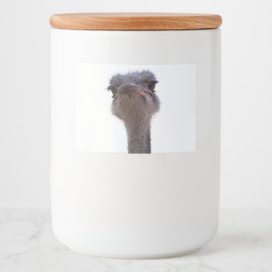 struisvogel voedselcontainer etiket