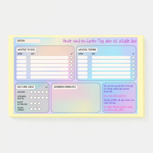 Struktur-Haftnotizen für Fokus & Self-Care Post-it® Notes (Voorkant)