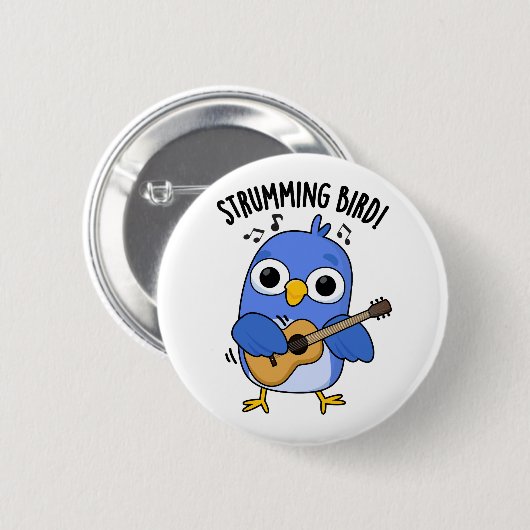 Strumming Bird Grappig Dier Pun Ronde Button 5,7 Cm (Voorkant /achterkant)