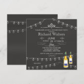 strung lights and beer Birthday Invitation Kaart (Voorkant / Achterkant)
