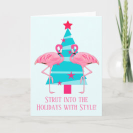 Strut Into the Holidays with Style Flamingos Feestdagen Kaart