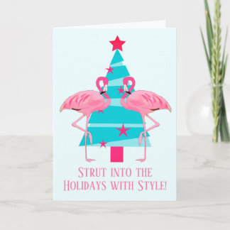 Strut Into the Holidays with Style Flamingos Feestdagen Kaart