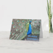 Strutting Blue Peacock Grappige Verjaardag Kaart (Voorkant)