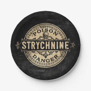 Strychnine stijlgifteetiket papieren bordje
