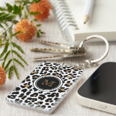 Strylish Monogram Leopard Print Acrylische Sleutel Sleutelhanger (Voorkant Rechts)