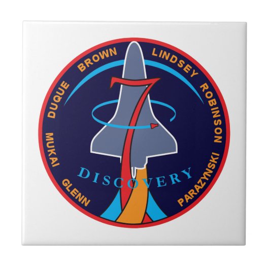 STS-95 Space Shuttle Discovery Mission Patch Logo Tegeltje (Voorkant)