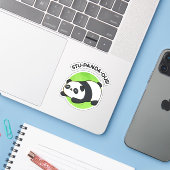 Stu-panda-ous Grappige Panda Pun Sticker (Laptop met iPhone)